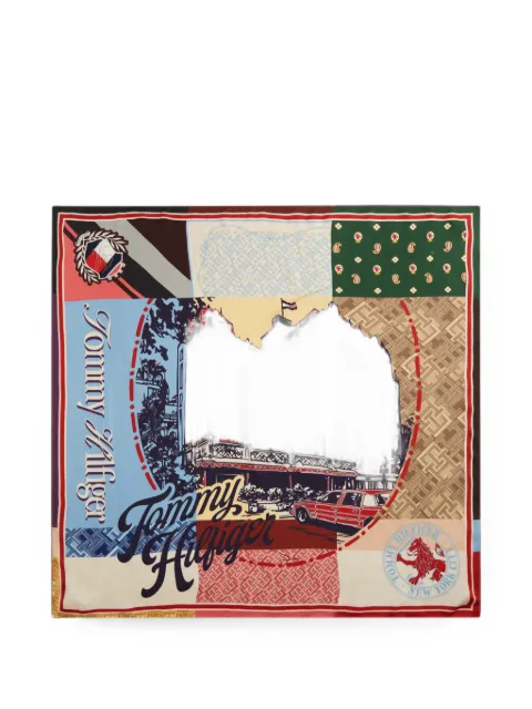 Tommy Hilfiger patchwork graphic-print scarf Neutrals AW0AW19119