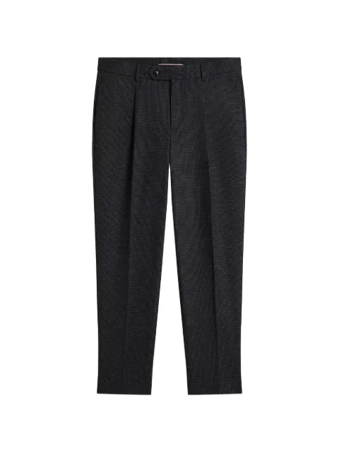 Tommy Hilfiger pleated micro-check tapered-leg tailored trousers Grey MW0MW45057