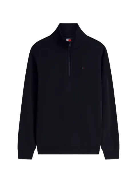 Tommy Hilfiger quarter-zip logo-embroidered sweater Black DM0DM20339