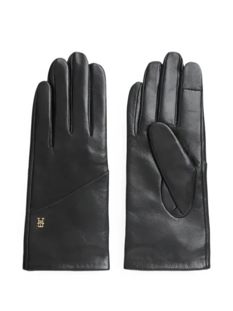 Tommy Hilfiger logo-plaque leather gloves Black AW0AW19129