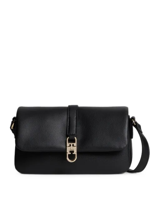 Tommy Hilfiger Libre logo-plaque pebbled-texture shoulder bag Black AW0AW19198BDS