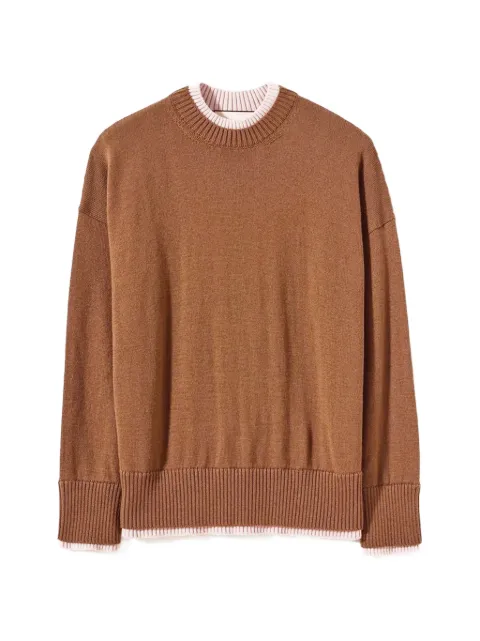 Plan C contrast-trim double-layered sweater Brown MGCMG51KGBFW036