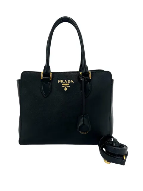Prada Pre-Owned 2010-2026 Saffiano and Soft Calf satchel Black XJGGLZ09N33HY64J