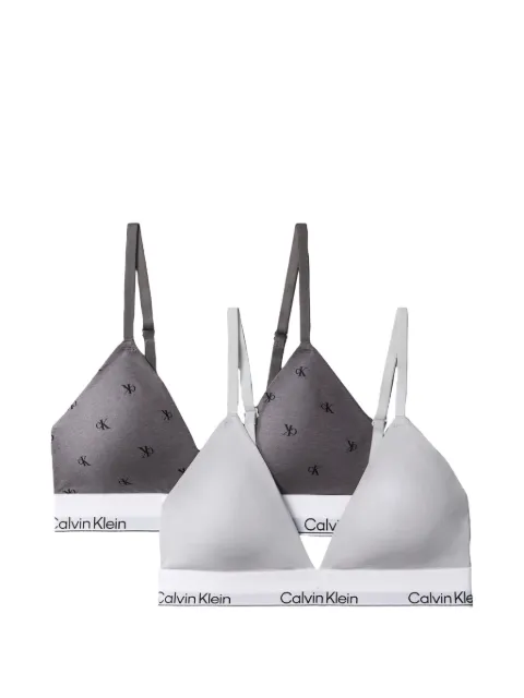 Calvin Klein logo-print triangle bras (set of two) Grey LV00QF9363WKU