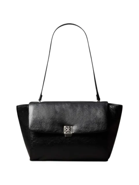 Calvin Klein logo-plaque foldover shoulder bag Black LV04F3615GUB1