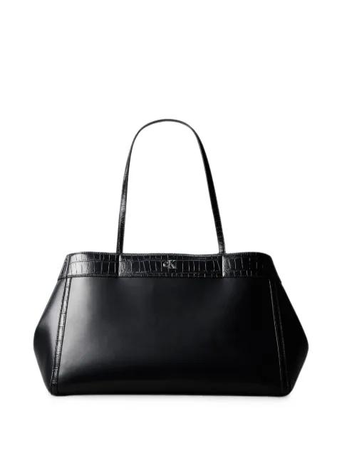 Calvin Klein large Monogram croc-effect trim tote bag Black LV04F3904GUB1