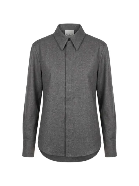 SA SU PHI concealed-front wool shirt Grey W26130FLWS