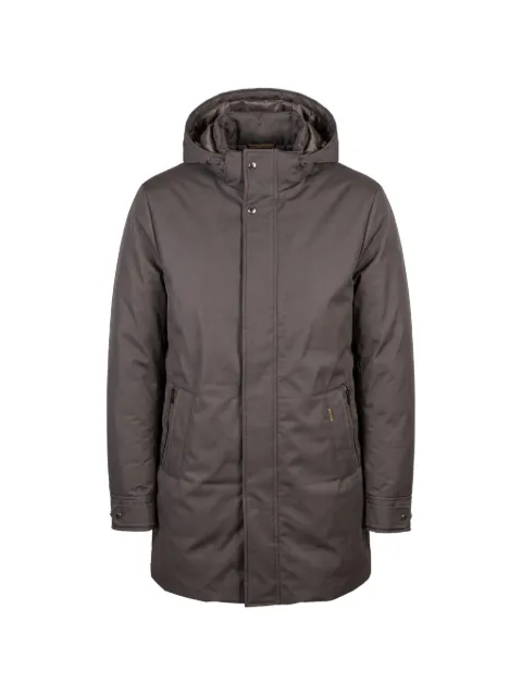 Moorer Vermont hooded concealed-fastening coat Brown MOUCA100028ADS