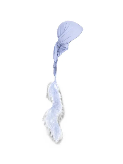 MANURÍ Sissy feather-trim headscarf Blue MRSS26VICH9ACC16