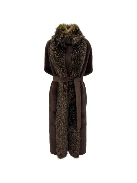 VALENTINI 1972 short-sleeved belted coat Brown W7104