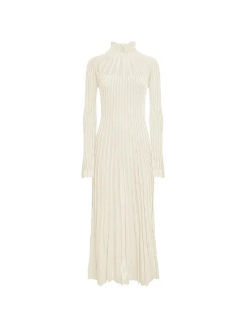 Malo ribbed-knit long-sleeve dress White DXS133FIL02