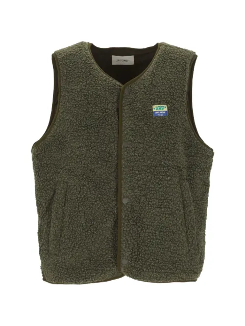 American Vintage Hoktown logo-patch fleece gilet Green MHOK16AH26VARCHI