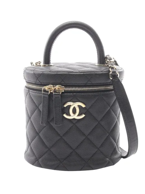 CHANEL Pre-Owned 2021-2026 CC Quilted Caviar Top Handle Vanity with Chain satchel Black 9ICZJSXN4F56DQEP