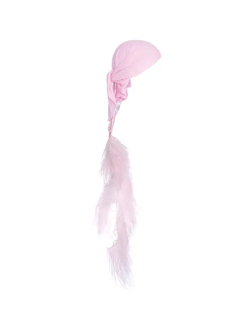 MANURÍ Sissy feather-trim headscarf Pink MRSS26VICH9ACC16