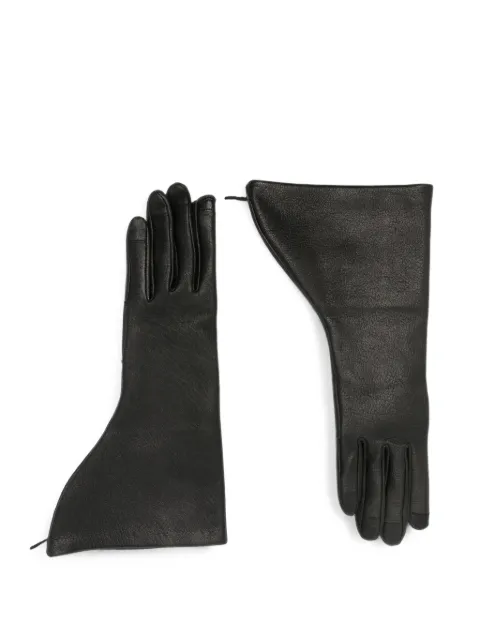 Rick Owens asymmetric leather gloves Black RP02F5452LBK09