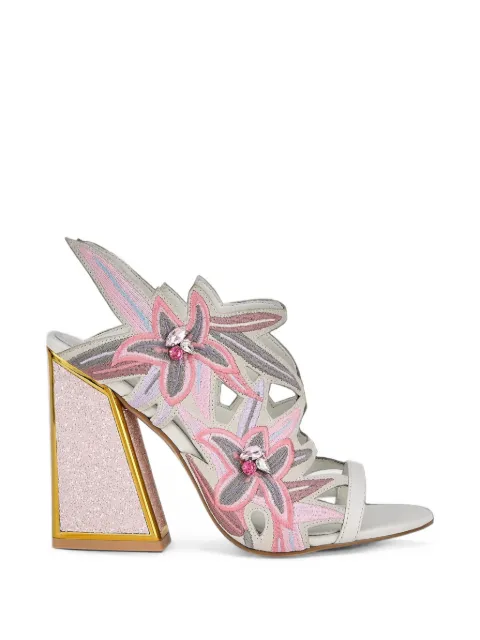 Kat Maconie Diva Dee floral-embroidered sandals White KMFDDE105004