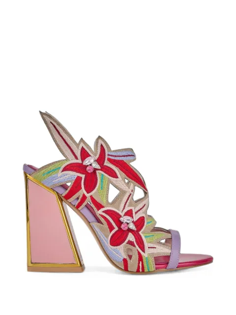 Kat Maconie Diva Dee floral-embroidered sandals Pink KMFDDE105002