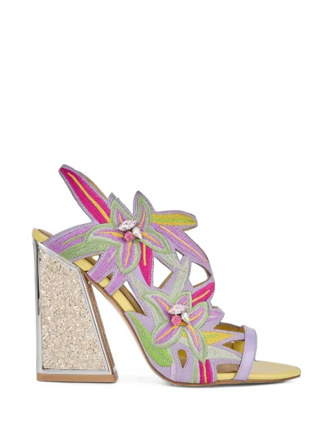 Kat Maconie Diva Dee embroidered crystal-embellished sandals Purple KMFDDE105003