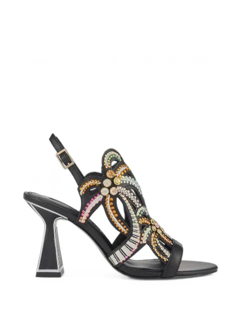 Kat Maconie Kiawa crystal-embellished cut-out sandals Black KMFKIA085004