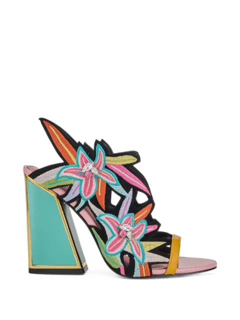 Kat Maconie Diva Dee embroidered crystal-embellished sandals Black KMFDDE105001