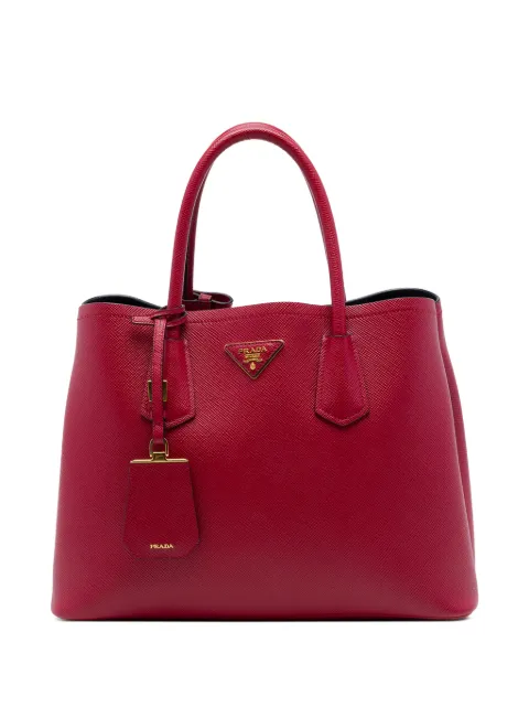 Prada Pre-Owned 2010-2026 Medium Saffiano Cuir Double satchel Red NI8AZXD0T6IP2VUG