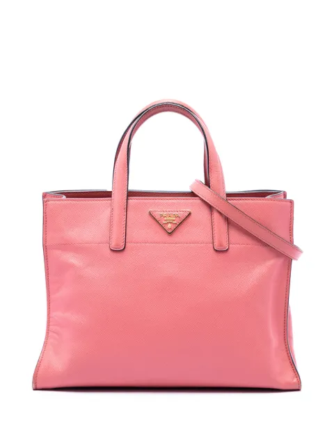 Prada Pre-Owned 2010-2026 Saffiano Soft Triple Pocket Tote satchel Pink 5CF98BDV1UXC6GN4