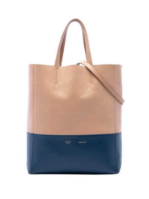 Celine Pre-Owned 2015 Small Bicolor Grained Calfskin Vertical Cabas Tote satchel Blue 09ROD1OYCA38RMJ4