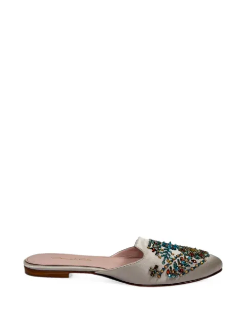 Oscar de la Renta Pre-Owned embellished satin mules Silver RFCPUGBSH779732W