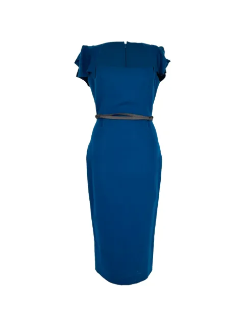 Roland Mouret Galaxy belted midi dress Blue RFCPUGBCL787286W