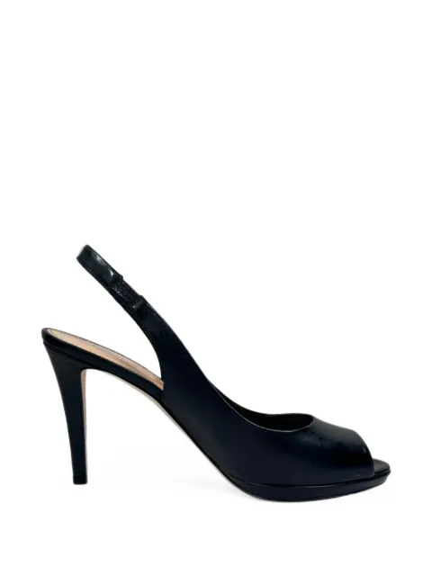 Sergio Rossi Vintage peep-toe slingback leather pumps Black RFCPUGBSH779734W