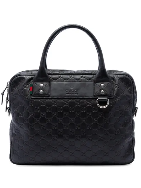 Gucci Pre-Owned 2016-2026 Guccissima Web business bag Black PLO1L61OVTLT3FBI