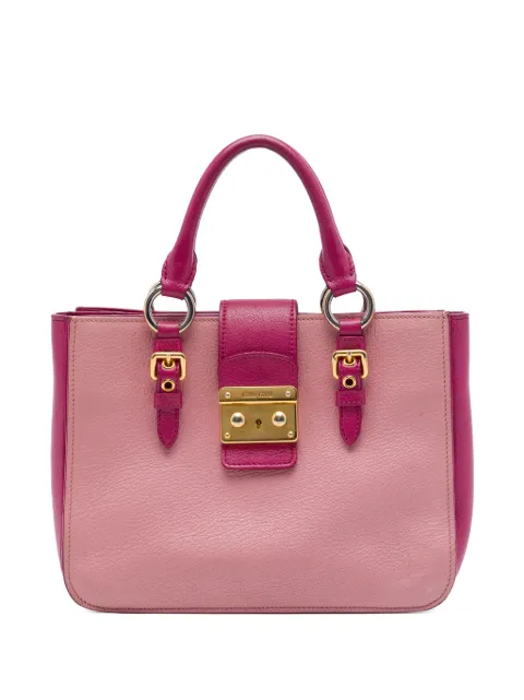 Miu Miu Pre-Owned 2010-2026 Bicolor Goatskin Madras satchel Pink RTBTVY5CXXE0AS91
