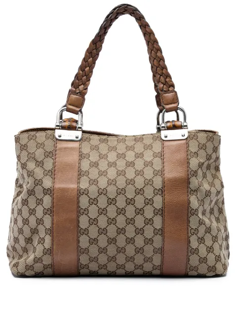 Gucci Pre-Owned 2016-2026 Medium GG Canvas Bamboo Libeccio tote bag Neutrals G1WX83GRFHLV6WPC