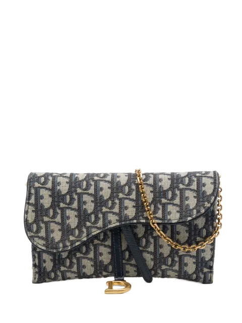 Christian Dior Pre-Owned 2022 Oblique Canvas Saddle Wallet On Chain crossbody bag Blue F3336OQK5N7S81T9