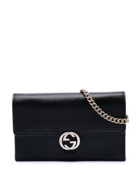 Gucci Pre-Owned 2000-2015 Dollar Calfskin Interlocking G Wallet on Chain crossbody bag Black CWBY42F4GW702W1V