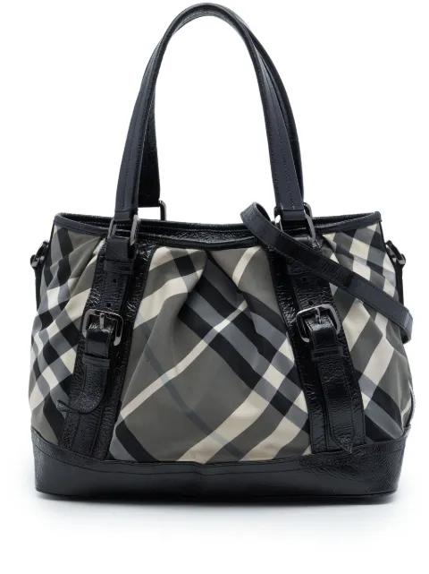 Burberry Pre-Owned 2000-2017 Medium Beat Check Nylon Lowry satchel Grey 5KP6SMU86O2UJG6U