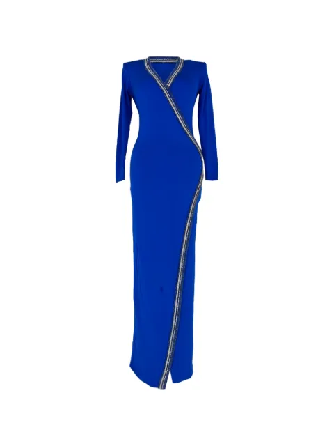 Balmain Pre-Owned crystal-embellished wrap-effect maxi dress Blue RFCPUGBCL779603W