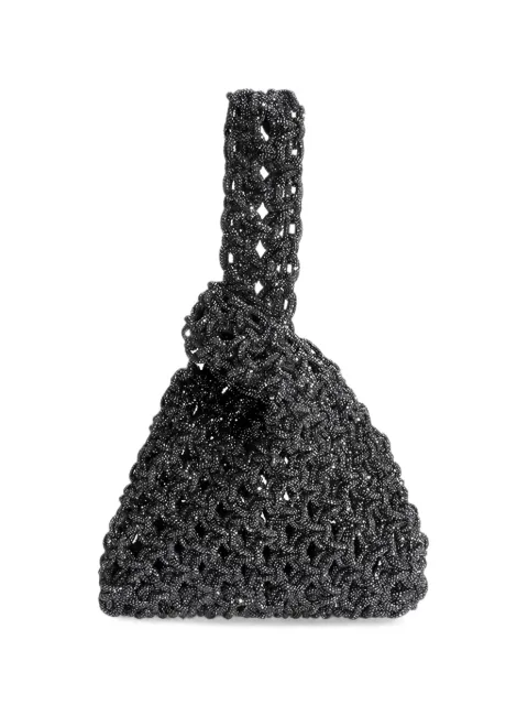 Hibourama Niky crystal-embellished woven clutch bag Grey 26HIBNIKY