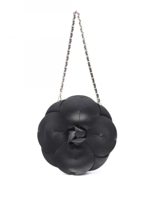 CHANEL Pre-Owned 2002-2003 Lambskin and Satin Camellia Flower Evening Bag handbag Black XW1LKEJKZS23ZZE2