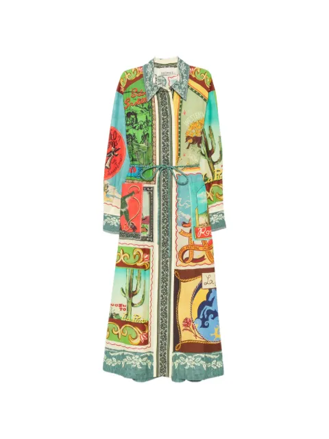 ALEMAIS Ace graphic-print belted maxi dress Green 8129D