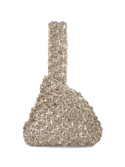 Hibourama Niky crystal-embellished woven clutch bag Gold 26HIBNIKY