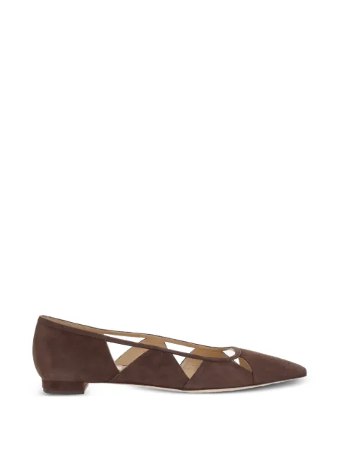 Arteana cut-out suede ballet flats Brown AW26SAVEBASBFL
