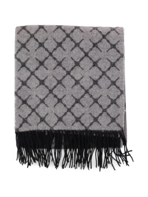 By Malene Birger Ortega geometric fringe-trim scarf Grey 101765