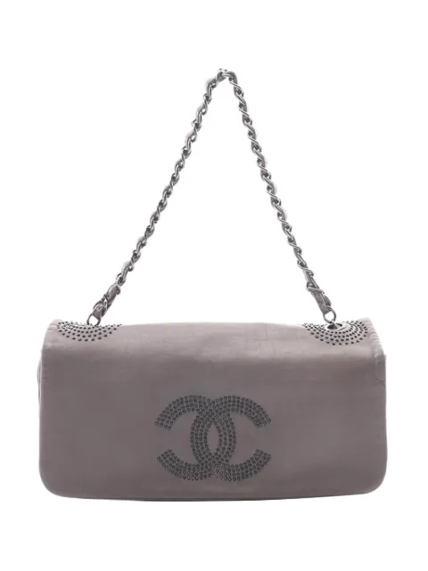 CHANEL Pre-Owned 2008-2009 CC Studded Lambskin Flap shoulder bag Grey AZS01L2XS7419X91