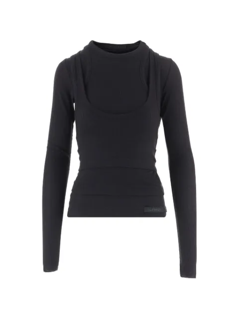 ALAINPAUL ribbed-knit layered-effect top Black APJETO06061