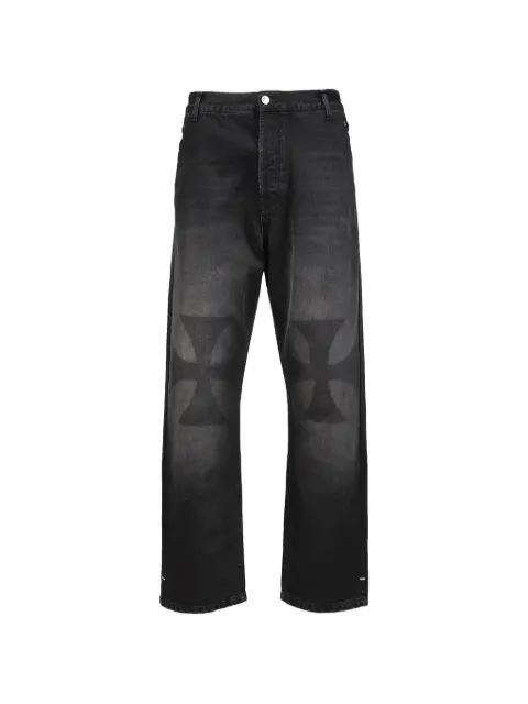 ASKYURSELF cross-patch distressed jeans Black V19010203064J01
