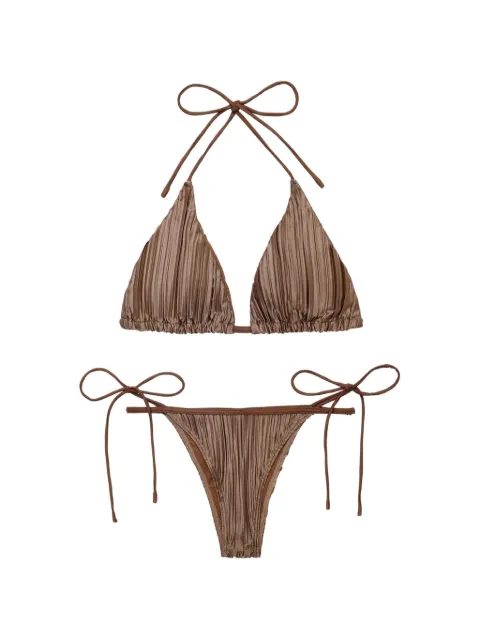 ELEGANCIA Coco pleated triangle bikini Brown 3X9001002602