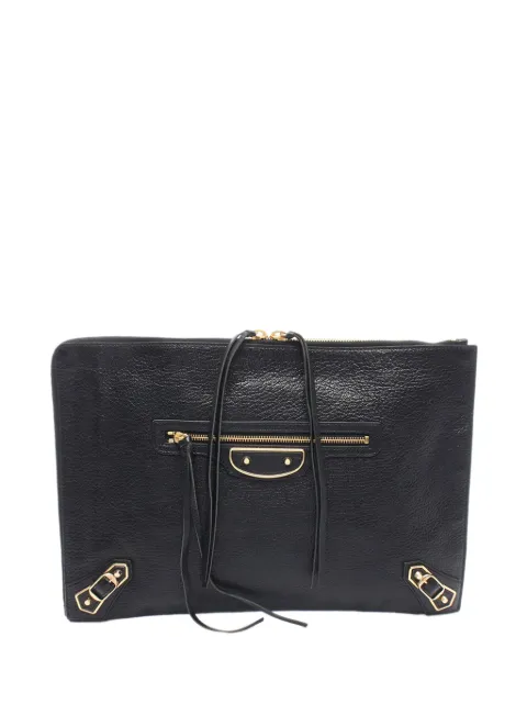 Balenciaga Pre-Owned 2018-2026 Medium Goatskin Motocross Classic Metallic Edge clutch bag Black WLQXDZIKJE6KVWGK