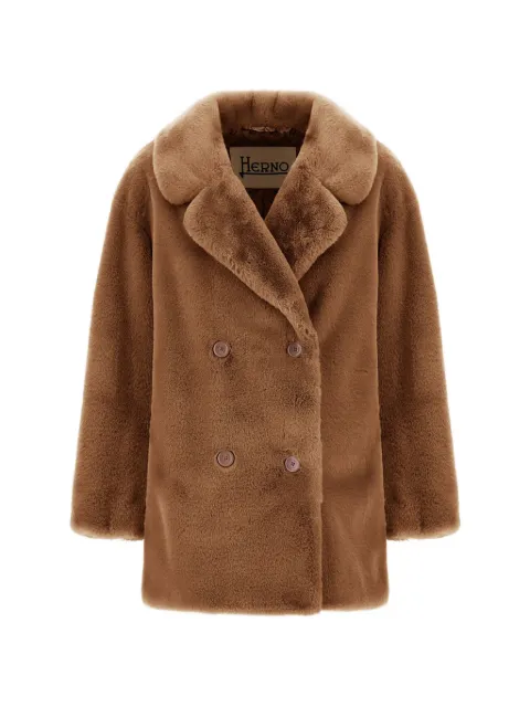 Herno double-breasted faux-fur coat Brown GC000581D12422