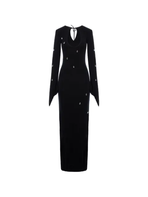 MANURÍ maxi crystal-embellished cutout dress Black MRFW26CHVI9DR31